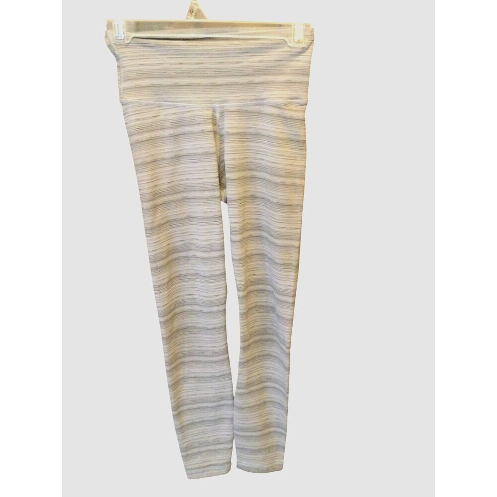 Lululemon Womens Full-Length Gray Striped Leggings*High Waistband*Size S*EUC
